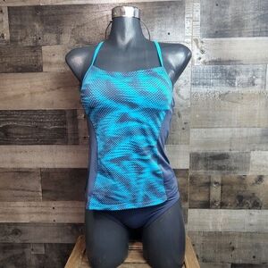 New Nike Womens Racerback Tankini Logo Swim Set